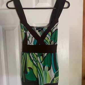 AGB Leaf Print Sleeveless Top in Green and Brown